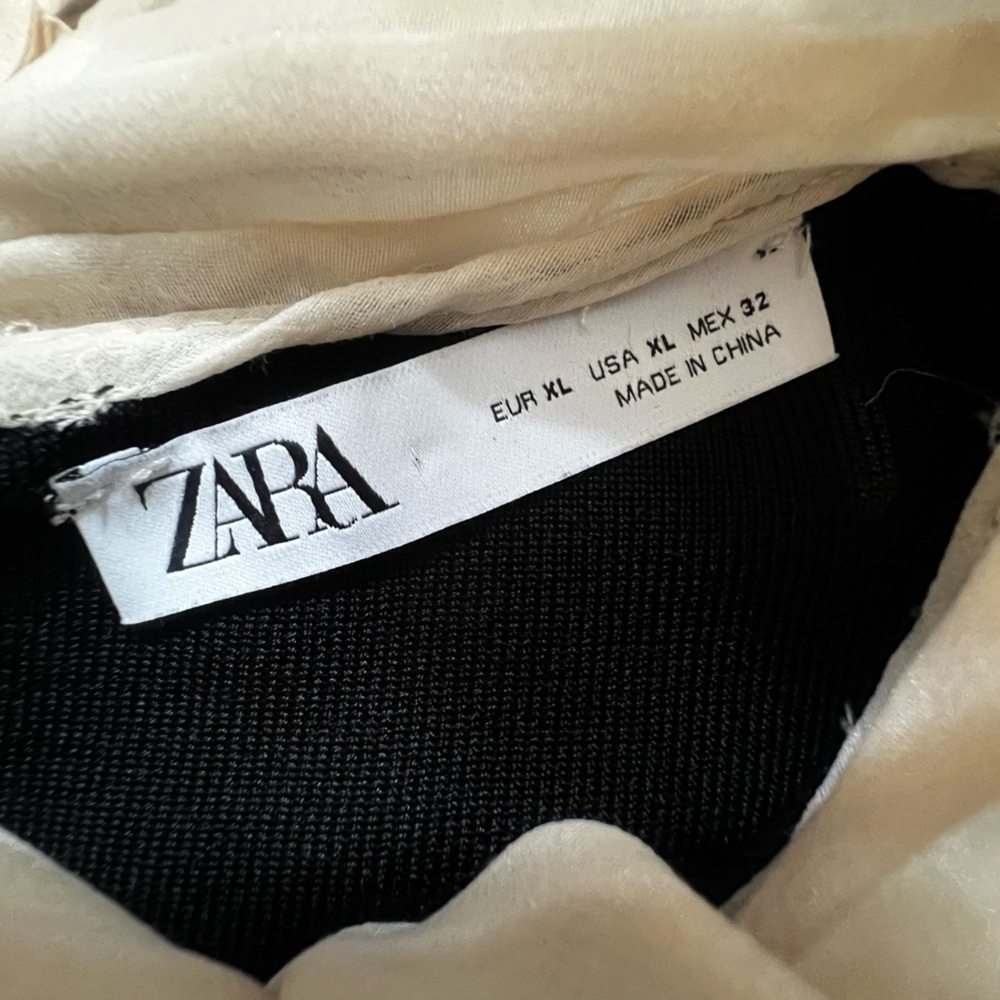 Zara Black Dress with Cream Bow XL NWOT - Picture 8 of 11